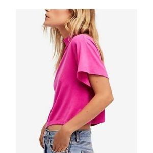 Free People Need You Mock Neck Tee Large Pink